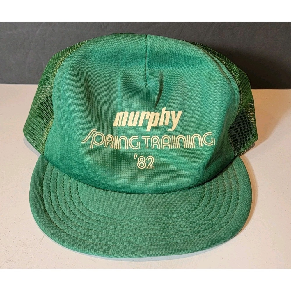 Vintage 1980'S Spring Training '82 Murphy Truck‎ Line Trucker Hat Green Large